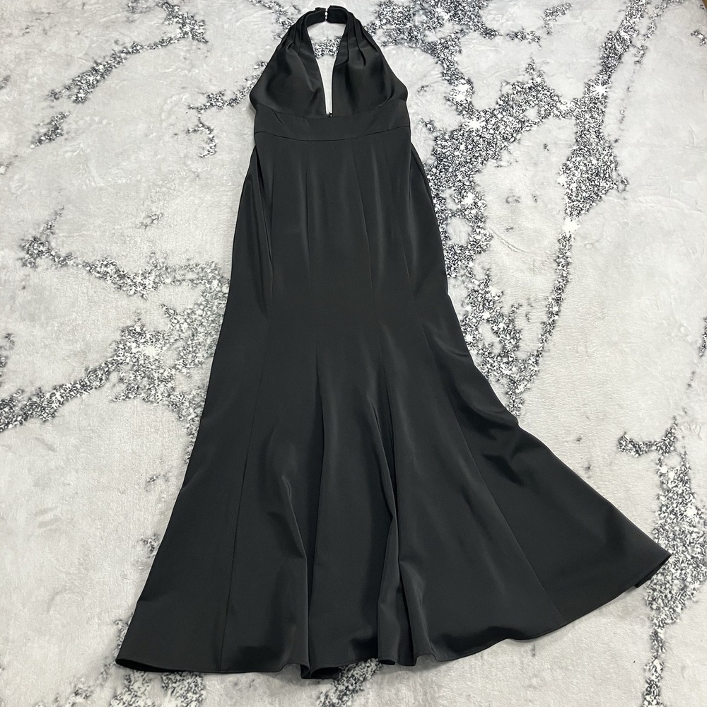 Jovani JVN Halter Formal Dress Womens Size 4 Black Prom Gown Long Evening